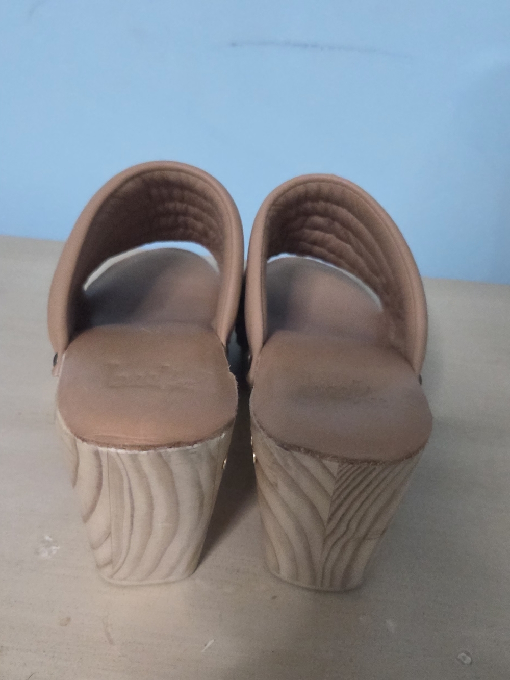 beek Quilted Tan Leather Clog Mules with Stud Accents - Picture 5 of 11